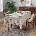 Cream lace tablecloth featuring detailed mushroom embroidery and scalloped edges - Mushroom Pattern