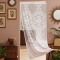 Rideau de porte élégant en dentelle blanche avec broderie damassée de style européen - 100*200cm / Motif baroque