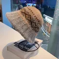 Winter knitted Fair Isle earflap hat with retro grey and brown jacquard wave patterns - Grey Coffee