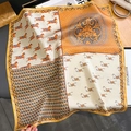 Foulard in seta vintage con stampe di cavalli e motivi a pois arancioni eleganti - 65*65cm / Arancione (ZC-150-Arancione)