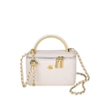 Sac boîte blanc effet serpent avec fermoir fleur dorée et bandoulière en chaîne - Blanc Cassé