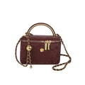 Chic burgundy snake-pattern crossbody bag with gold chain and floral metal hardware - Red