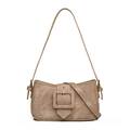 Beige vintage canvas baguette bag with square buckle and adjustable straps - Khaki (6306)