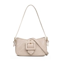 Beige faux leather baguette bag with oversized square buckle and gold hardware detail - Off-white (6306)