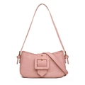 Chic pink denim baguette bag with large square buckle and gold hardware detail - Pink (6306)