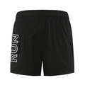 Women's black quick-dry running shorts with elastic waistband and white RUN print - S / Black