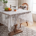 Wit kanten tafelkleed met rozenpatroon en elegante geschulpte randen voor eettafeldecor - 150*100CM / Witte Roos