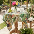 Floral oil painting style round dust cloth with green base and vintage flower patterns - Bedside Table Style / Blooming Secret Realm / 60*60cm