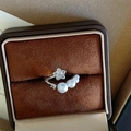 French style star zircon and pearl open ring displayed in a luxury jewelry box - Single Star Pearl Open Ring Style (K105)