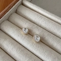 Elegant gold oval halo stud earrings featuring micro-pasted zircon stones for women - Gold Base Micro-set Oval Studs