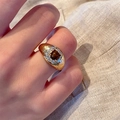 Vintage gold serpent-style ring with brown tiger eye stone and diamond halo - Tiger Eye Brushed Style (K89)
