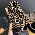 Thick black and brown geometric plaid scarf with tassels, styled with fashion accessories - 65*185cm / Black Yellow (XHK-86)