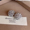 Elegant silver sparkling crystal flower stud earrings with marquise-cut zircon stones - Silver Hydrangea Style (E2267)