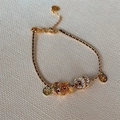 Pulsera de cuerda negra trenzada con monedas de oro y cuentas de circonitas - Pulsera trenzada de cinco monedas de emperador
