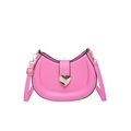 Pink heart buckle half moon shoulder bag for women with minimalist crossbody design - Pink