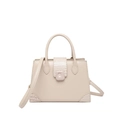Chic beige crocodile texture square handbag with top handles and adjustable shoulder strap - Khaki