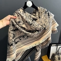 Ethno-Winter-Kaschmirschal mit Vintage-Landschaftsdruck und feinen Quastendetails - 130*128cm / Khaki Schwarz Landschaft (GSJ-100-Khaki Schwarz)