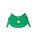 Chic lime green crescent underarm bag with a golden heart-shaped clasp for women - Green