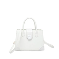 Elegant white square bag with crocodile pattern texture and adjustable shoulder strap - White