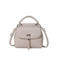Chic beige lychee pattern leather handbag with adjustable strap and silver hardware - Gray