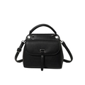 Classic black crossbody bag with litchi grain texture and adjustable shoulder strap - Black