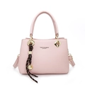 Pink lychee grain leather tote bag with gold hardware and adjustable strap - Without Pendant / Pink