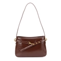 Borsa a spalla retrò marrone scuro in similpelle lucida con fibbia dorata vintage - Marrone