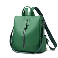 Green lychee texture PU leather anti-theft backpack for women with adjustable straps - Green