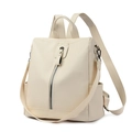 Chic cream white anti-theft backpack for women in soft PU leather with adjustable straps - Off White