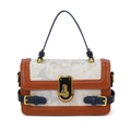 Piccola borsa quadrata retrò in tessuto jacquard blu e bianco con chiusura dorata - Jacquard Farfalla Blu Marrone (Stile 4)