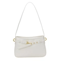 Borsa sottoascellare bianca minimalista in pelle sintetica con fibbia dorata chic - Bianco Sporco