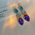 Boucles d'oreilles dorées avec cristaux colorés en goutte et zircons pour femmes - Style Cristal de Tourmaline Base Or