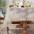 White lace dust cover featuring elegant floral patterns and scalloped edges for home decor - Romantic Floral-Off-White