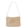 Elegante borsa sottobraccio beige in ecopelle con cinturino e fibbia in metallo dorato - Cachi