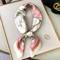 Eleganter nautischer Seidenschal Twilly in Zartrosa und Creme mit Seilmuster - 70*70cm / Rosa