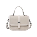 Retro cremeweiße Handtasche mit Webtextur-Patchwork und verstellbarem Schultergurt - Gebrochenes Weiß