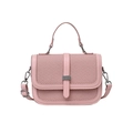 Pink patchwork crossbody bag with woven texture and adjustable shoulder strap - Pink