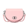 Roze minimalistische halfronde zadeltas met zilveren ketting en lederen schouderband - Roze