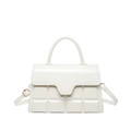 Borsa a mano bianca trapuntata minimalista con motivo a quadri e tracolla - Bianco