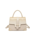 Sac à main beige effet crocodile avec poignée et bandoulière réglable pratique - Kaki