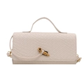Elegante borsa a tracolla beige in pelle intrecciata con chiusura a nodo in metallo oro - Bianco