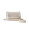 Punk style white rivet crossbody bag with silver metal chain and detachable strap - White