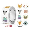 Rolle mit 2,5 cm Cartoon-Tieraufklebern mit Aquarell-Fuchs- Panda- und Reh-Motiven - Cartoon Tier Stil (syf-150)