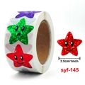 Rotolo da 500 adesivi olografici a stella da 2,5 cm con faccine emoji colorate - 500 Pezzi/Rotolo / Multicolore Olografico