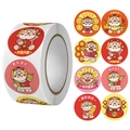 2024 Chinese New Year stickers with cute cartoon dragon motifs and festive greetings - Diameter 25mm