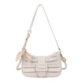 Sac sous le bras blanc plissé chic avec foulard en soie et boucle carrée assortie - Blanc