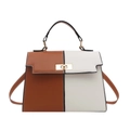 Bolso Kelly bicolor marrón y blanco con cierre dorado y correa ajustable para hombro - Marrón (Marrón/Blanco Patchwork)