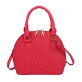 Bolso de mano tipo concha rojo rosa con textura de cocodrilo y herrajes dorados modernos - Rosa rojo