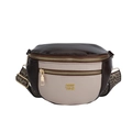 Mode Kontrastfarbe Damen Brusttasche mit geometrischem gewebtem Schultergurt - Ohne Anhänger / Beige (Ohne Anhänger)