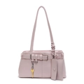 Minimalist light pink underarm bag with card holder and gold key pendant charm - Pink